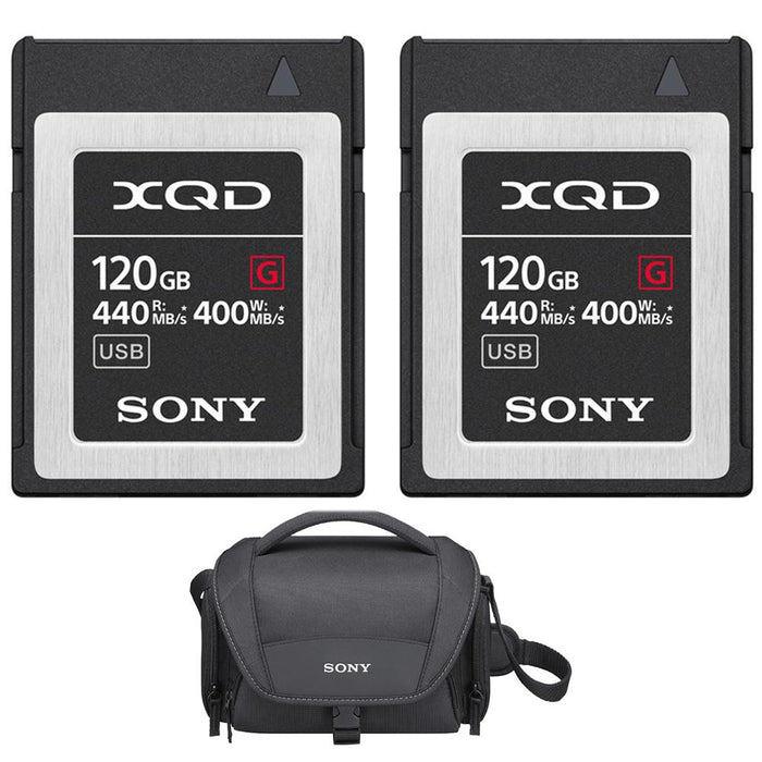 Sony Professional XQD G-Series 120GB Memory Card 2 Pack + Soft Carrying Case