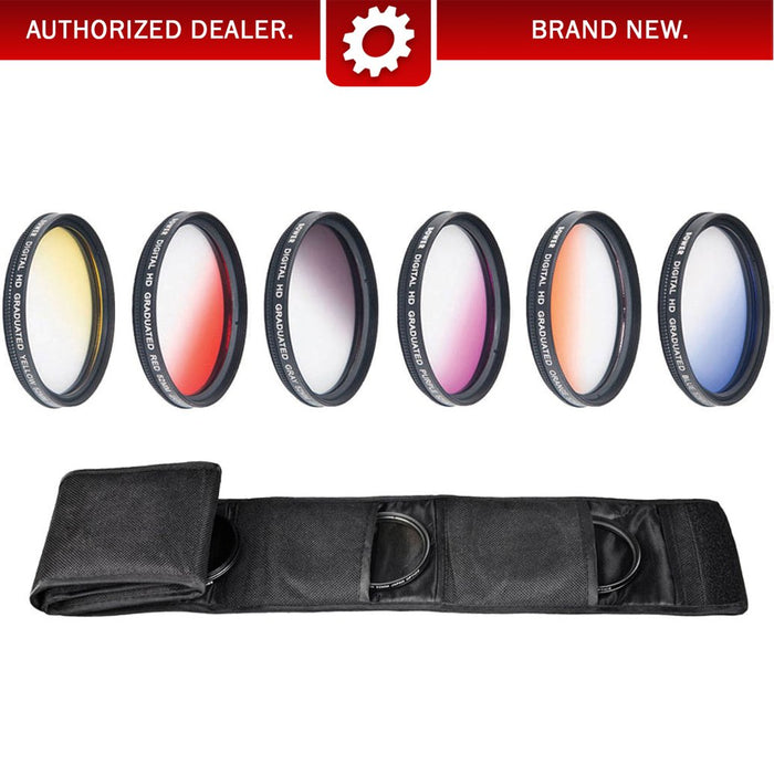 Deco Photo 55mm Graduated Color Multicoated 6 Piece Filter Set with Fold Up Pouch