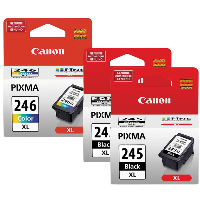 Canon CL-246XL COLOR Ink Cartridge & Two PG-245XL Black Cartridge Fine Ink Cartridge