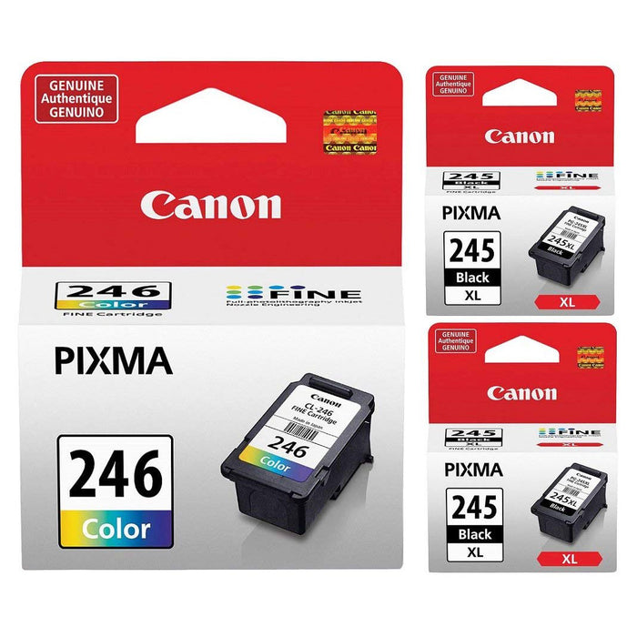 Canon CL-246XL COLOR Ink Cartridge with x2 PG-245XL Black Ink Cartridge Bundle