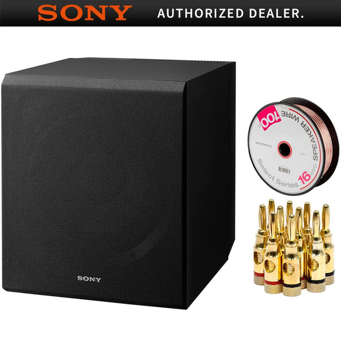Sony 115 Watt 10" Home Theater Active Subwoofer (SA-CS9) + Speaker Wire Bundle
