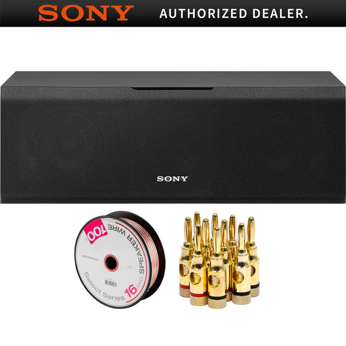 Sony 2-Way 3-Driver Bass Reflex Center Channel Speaker + Speaker Wire Bundle