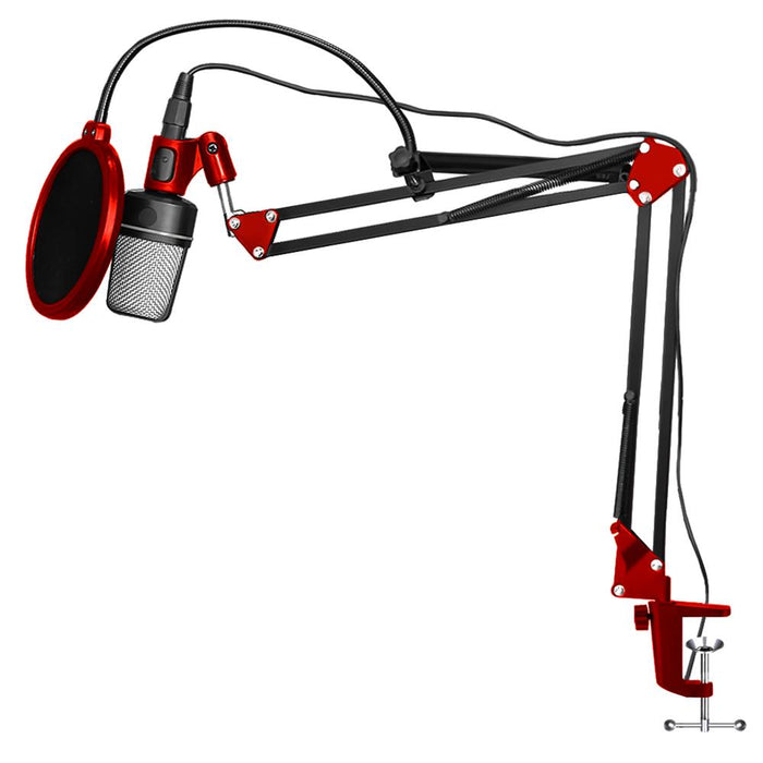 Deco Gear Microphone Suspension with Boom Scissor Arm Stand and Pop Filter Bundle