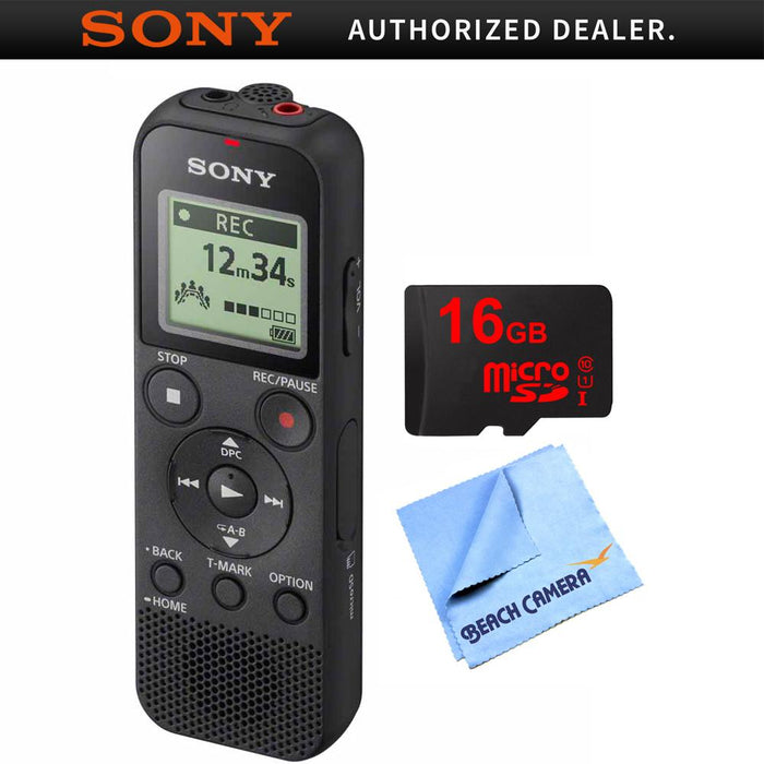 Sony Digital Voice Recorder PX370 with 16GB Memory Card & Micro Fiber Cloth