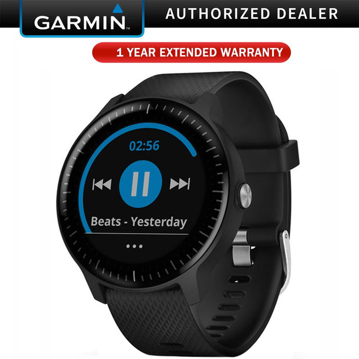 Garmin Vivoactive 3 Music GPS Smartwatch Black with Silver Hardware + Extended Warranty
