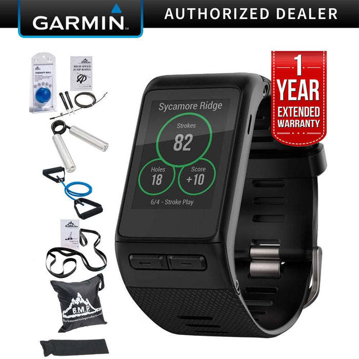 Garmin Vivoactive HR GPS Smartwatch, Regular Fit Black w/ Fitness Warranty Bundle