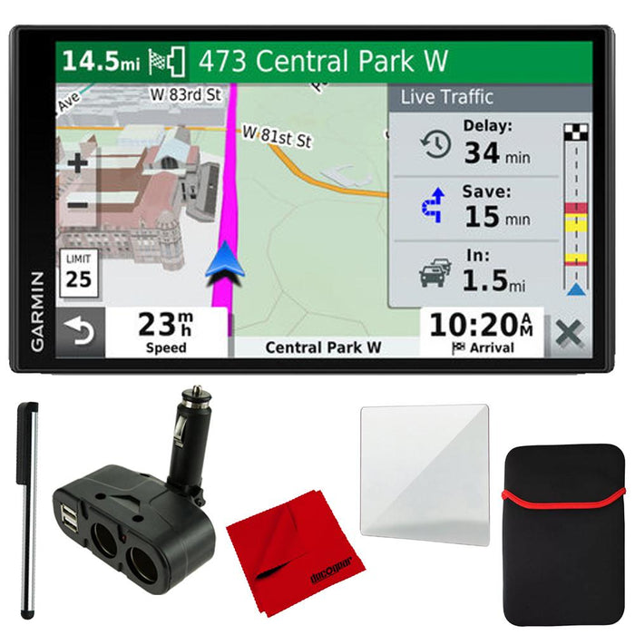 Garmin DriveSmart 65 & Traffic with Included Cable & 4 Port USB/DC Car Charger and More