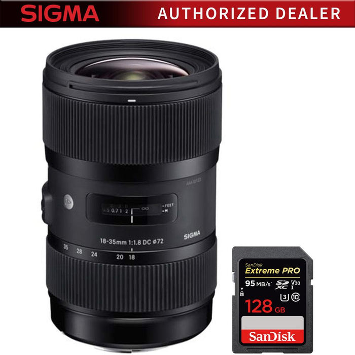 Sigma AF 18-35MM F/1.8 DC HSM ART Lens for Sony SLR with 128GB Memory Card