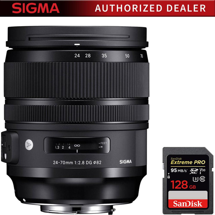 Sigma 24-70mm F2.8 DG OS HSM Art Lens for Sigma Mount + 128GB Memory Card