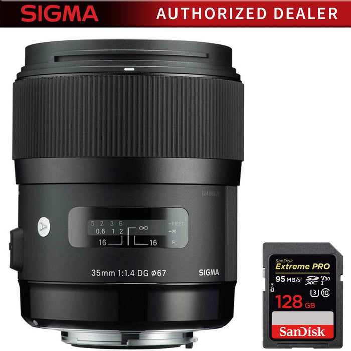 Sigma Art Wide-angle 35 mm F/1.4 DG DG HSM lens for Pentax + 128GB Memory Card