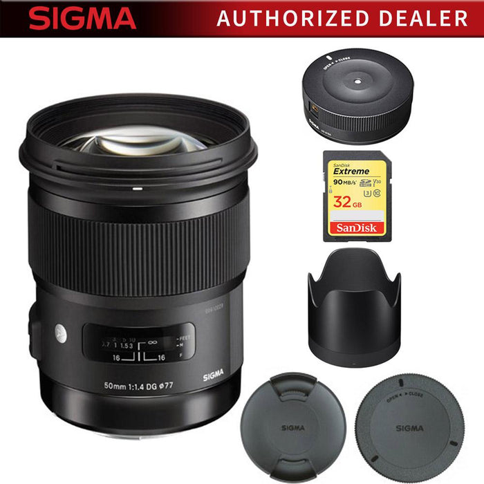 Sigma 50mm f/1.4 DG HSM A-Mount Lens for Sony A Cameras  - 311205 with USB Dock Bundle