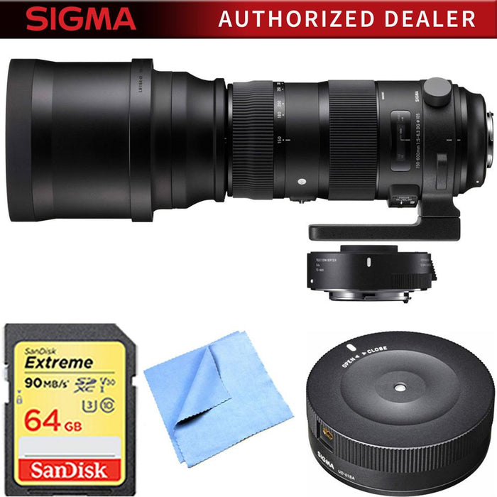 Sigma 150-600mm F5-6.3 Sports Nikon Lens, Teleconverter, and Dock Bundle