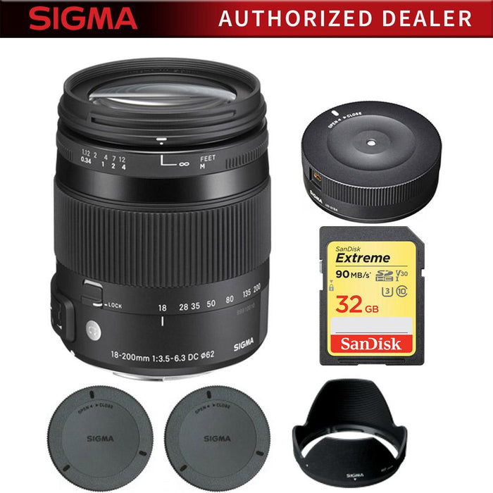Sigma 18-200mm F3.5-6.3 DC Macro OS HSM Lens for Canon EOS with USB Dock Bundle