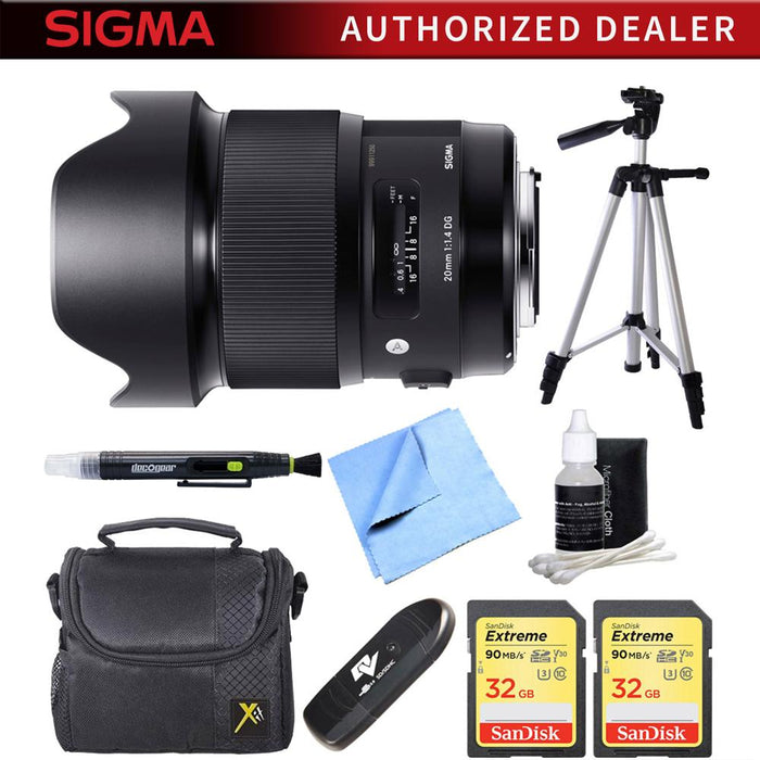 Sigma 20mm F1.4 Art DG HSM Wide Angle Lens for Canon Full-frame DSLR Camera Bundle
