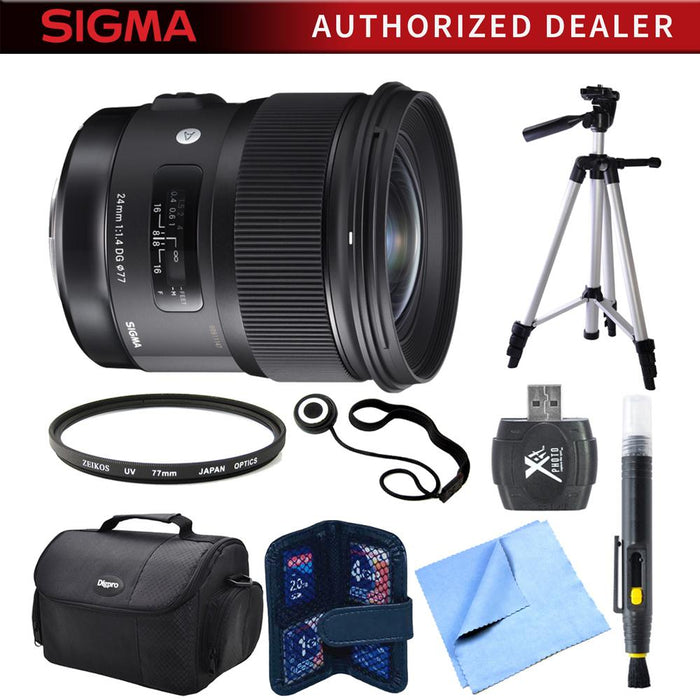 Sigma 24mm f/1.4 DG HSM Wide Angle Lens (Art) for Canon DSLR Camera Mount Bundle