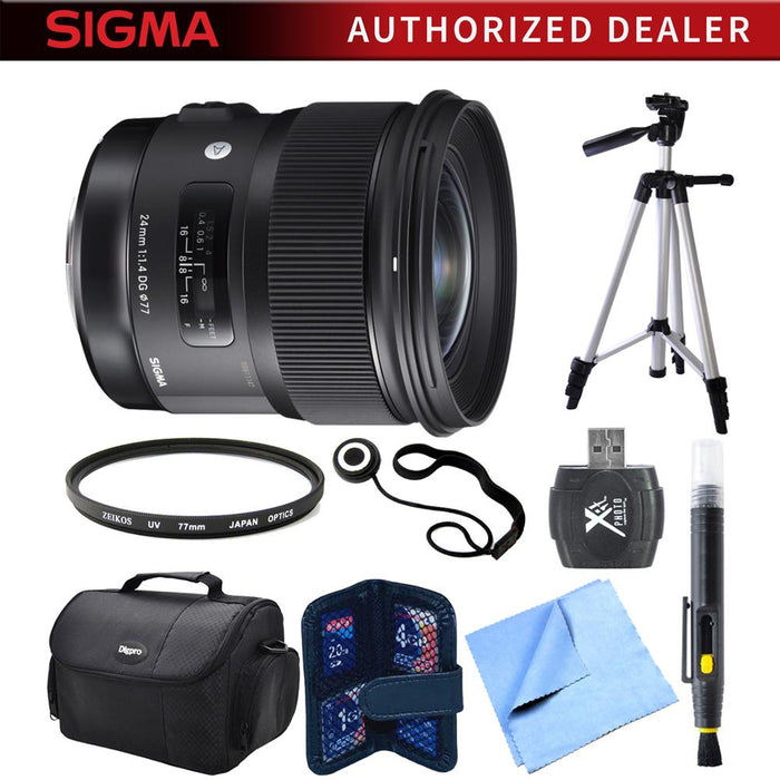 Sigma 24mm f/1.4 DG HSM Wide Angle Lens (Art) for Nikon DSLR Camera Mount Bundle