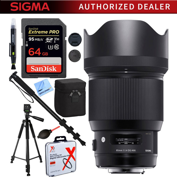 Sigma 85mm F1.4 DG HSM Art Full-Frame Sensor Lens for Canon + 64GB Kit