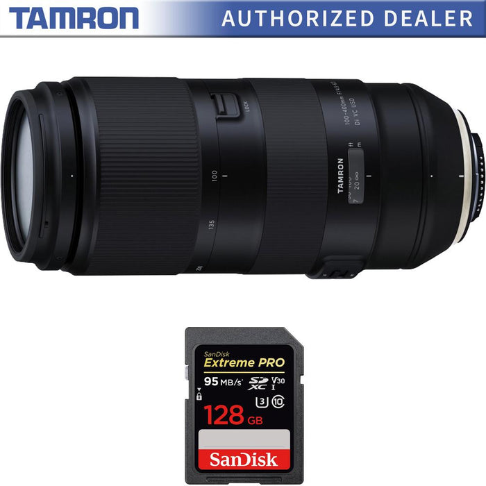 Tamron 100-400mm F/4.5-6.3 Di VC USD Zoom Lens for Nikon + 128GB Memory Card