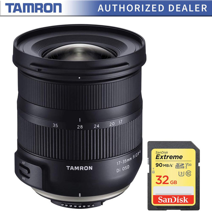 Tamron 17-35mm F/2.8-4 Di OSD for Canon Mount (Model A037) + 32GB Memory Card