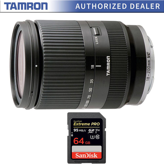 Tamron 18-200mm Di III VC for Sony Mirrorless SLR Camera Series with 64GB Card