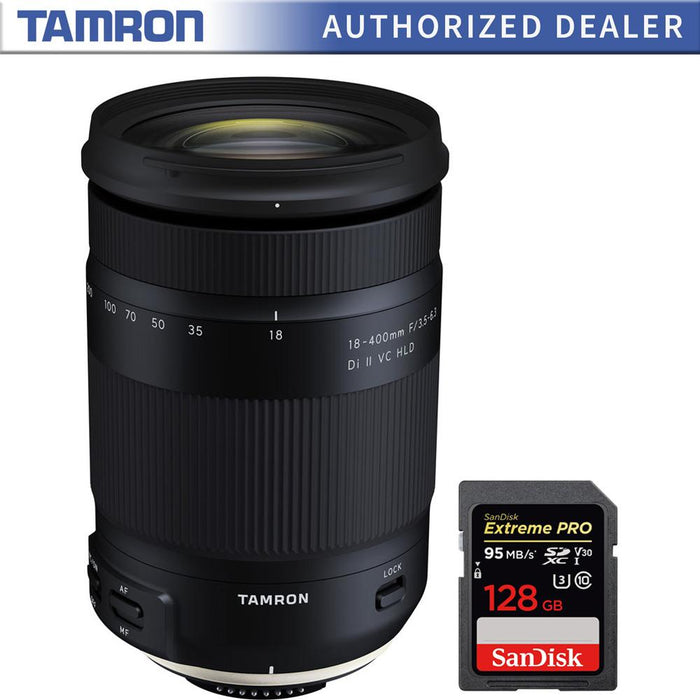 Tamron 18-400mm f/3.5-6.3 Di II VC HLD All-In-1 Zoom Lens for Nikon + 128GB Memory Card