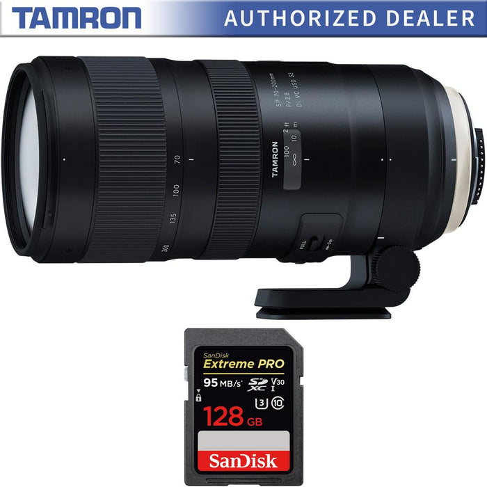 Tamron SP 70-200mm F/2.8 Di VC USD G2 Lens (A025) for Canon + 128GB Memory Card