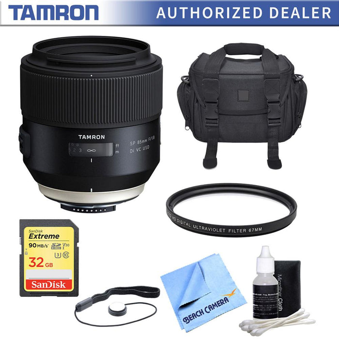 Tamron SP 85mm f1.8 Di VC USD Lens for Nikon Full-Frame DSLR Cameras with Bundle