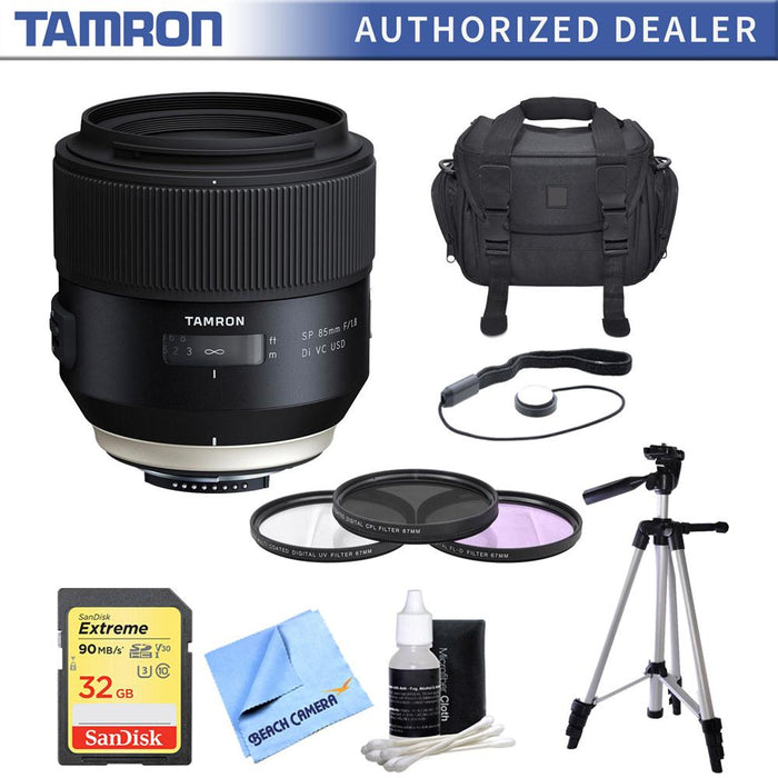 Tamron SP 85mm f1.8 Di VC USD Lens for Nikon Full-Frame DSLR Cameras with Bundle