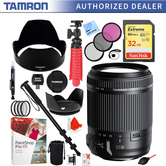 Tamron 18-200mm Di II VC All-In-One Zoom Lens for Canon Mount with 62mm Lens Filter Kit