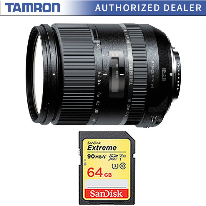 Tamron 28-300mm F/3.5-6.3 Di VC PZD Lens and 64GB Card Bundle