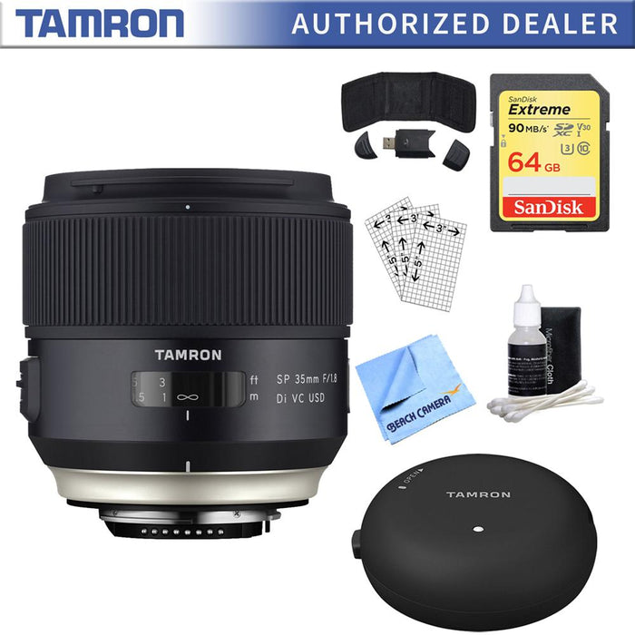 Tamron SP 35mm f/1.8 Di VC USD Lens for Canon EOS Mount + 64GB Accessory Bundle