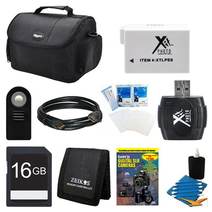 General Brand 16GB SD Card, Case, Battery, Shutter Release, USB Card Reader, and More