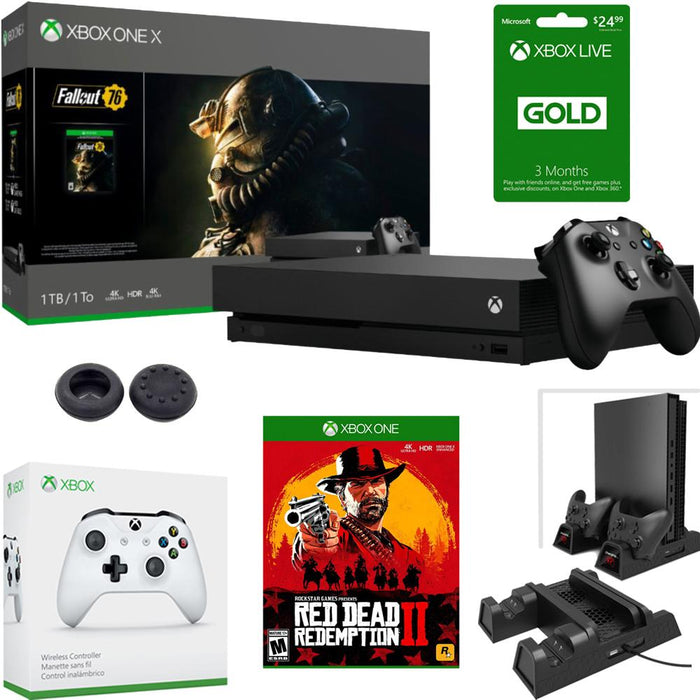 Microsoft Xbox One X Fallout 76 Edition + Red Dead Redemption 2 & Extra Controller Bundle