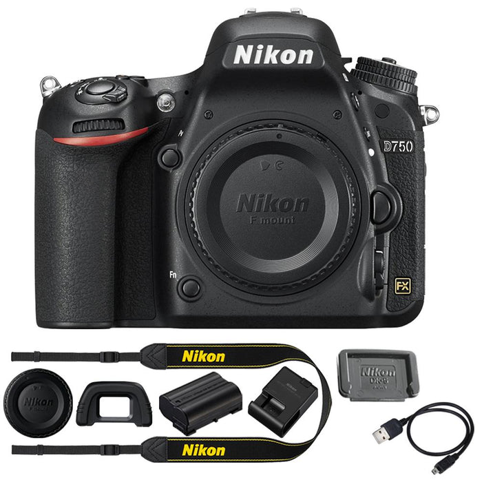 Nikon D750 24.3MP 1080p DSLR Camera Pro Memory Triple Battery Recording Bundle