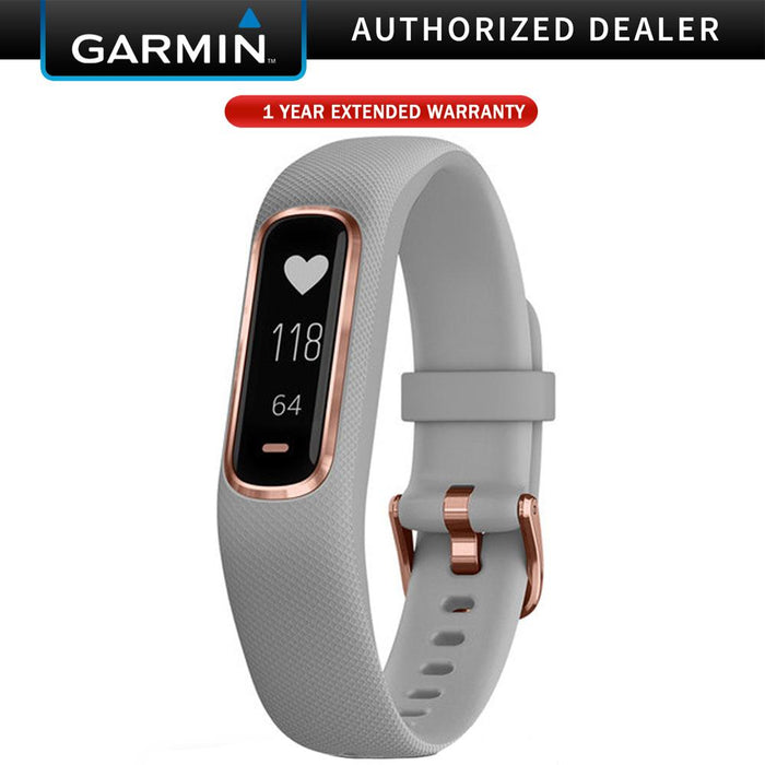 Garmin Vivosmart 4 Gray with Rose Gold Hardware (S/M) + 1 Year Extended Warranty