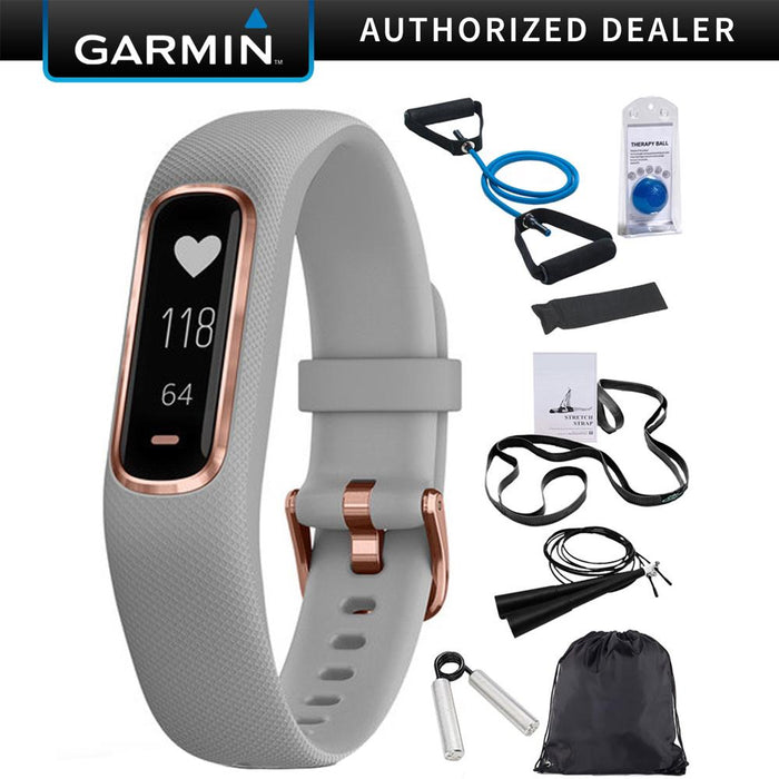Garmin Vivosmart 4 Gray with Rose Gold Hardware (S/M) + 7 Pcs Fitness Kit