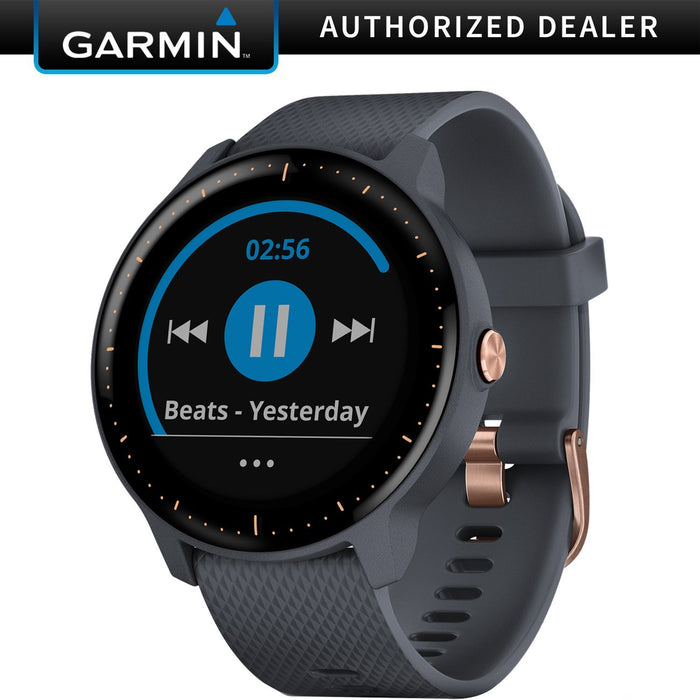 Garmin vivoactive 3 Music GPS Smartwatch- (Granite Blue and Rose Gold)