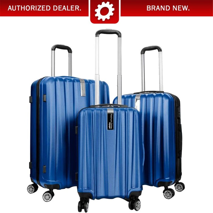 Deco Gear Travel Elite Series - 3 Piece Hardside Spinner Luggage Set (Blue)(20", 24", 28")