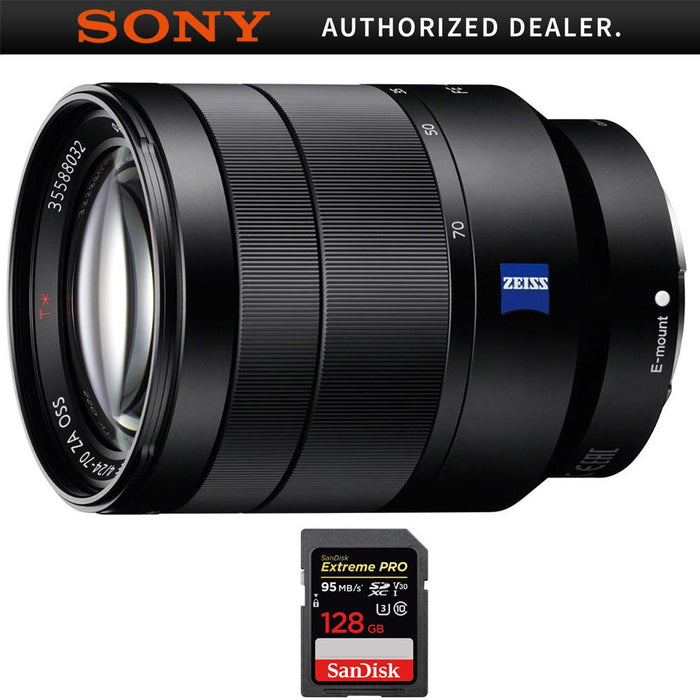 Sony Vario-Tessar T* FE 24-70mm F4 ZA OSS Full Frame E-Mount Lens + 128GB Card