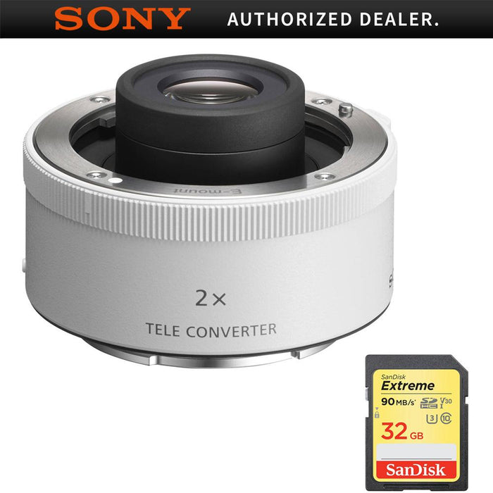 Sony SEL20TC FE 2.0X Teleconverter Lens w/ 32GB Extreme SDXC UHS-I Memory Card