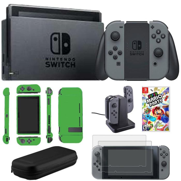 Nintendo Switch 32 GB Console w/Gray Joy Con + Super Mario Party & Accessories Bundle