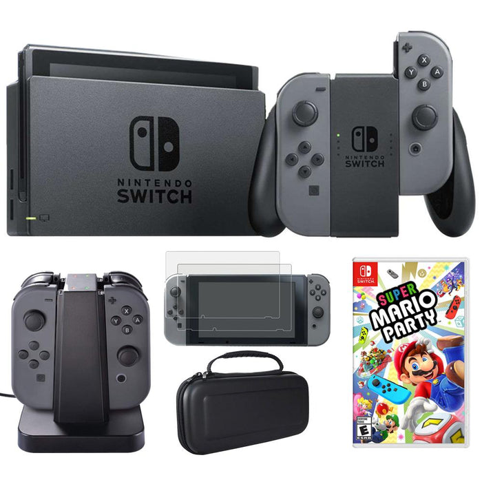 Nintendo Switch 32 GB Console w/ Gray Joy Con + Nintendo Super Mario Party Bundle
