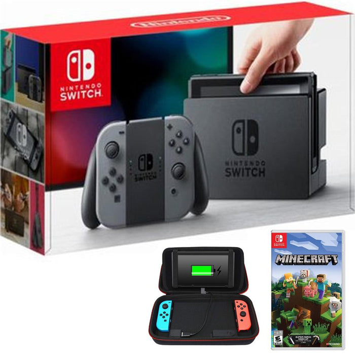 Nintendo Switch 32 GB Console with Gray Joy Con + Switch Minecraft & Accessories