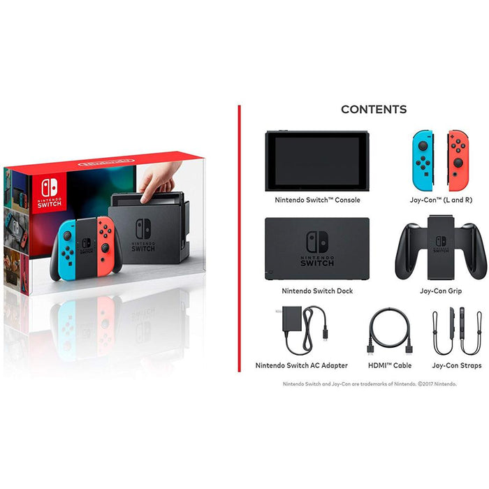 Nintendo Switch 32GB Console (Neon Blue&Red) with Minecraft, Charging Dock & More