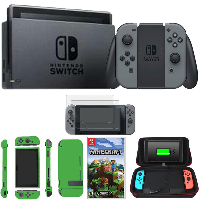 Nintendo Switch 32 GB Console w/ Gray Joy Con + Minecraft and Accessories Bundle