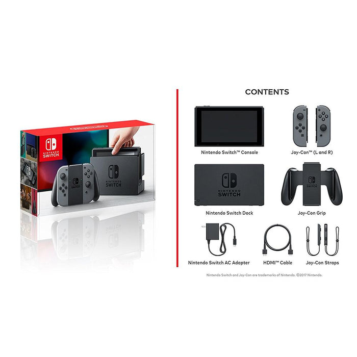 Nintendo Switch Console Gray Joy Con+Mario Kart 8 Deluxe,Super Mario Party+Minecraft Kit