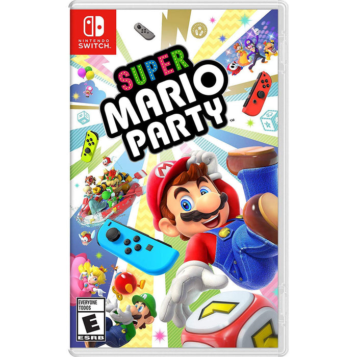Nintendo Switch Console Gray Joy Con+Mario Kart 8 Deluxe,Super Mario Party + More Bundle