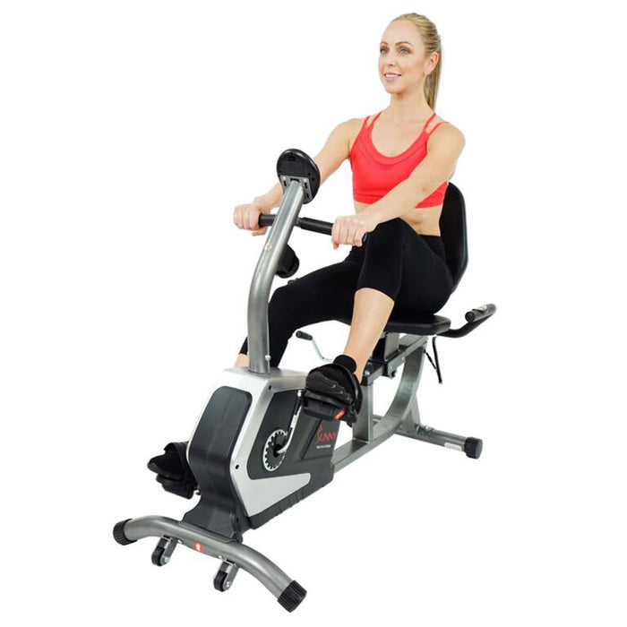 Sunny Health and Fitness Easy Adjustable Seat Recumbent Bike + Cooling Towel