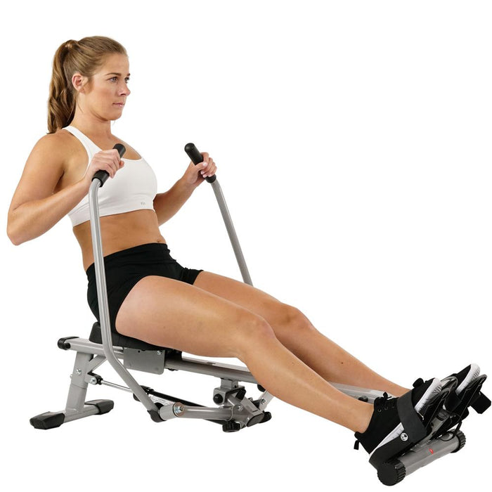 Sunny Health and Fitness Full Motion Rowing Machine Rower + Cooling Towel