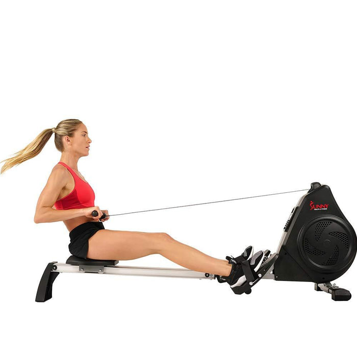 Sunny Health and Fitness Air Magnetic Rower with LCD Monitor + Cooling Towel